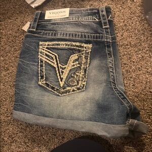 Vigoss Distressed Blue Denim Shorts